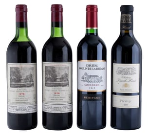 Two Bottles 1978 Chateau Duhart-Milon with Two Bottles 2009 & 2015 Bordeaux