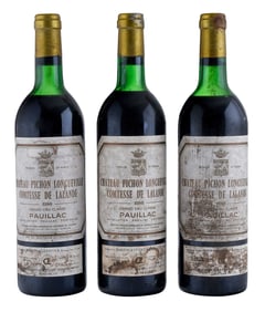 Three Bottles 1980 Chateau Pichon Longueville Comtesse de Lalande