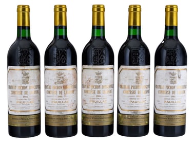 Five Bottles 1986 Chateau Pinchon Longueville Comtesse de Lalande