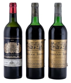 Three Bottles 1975 & 1978 Red Bordeaux, Chateaus Palmer and Cantenac Brown
