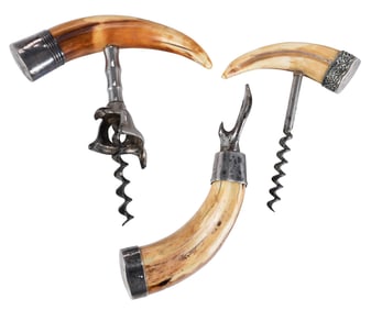 Three Boar's Tusk and Sterling Corkscrews and Bottle Opener