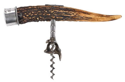 John Hasselbring Stag Antler and Sterling Corkscrew