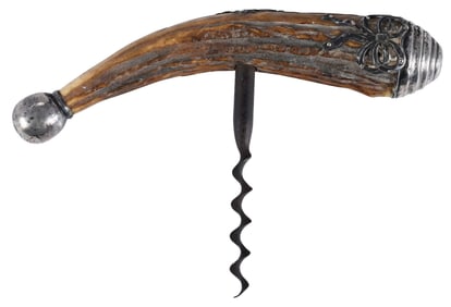 Stag Antler and Sterling Corkscrew Dated 1903