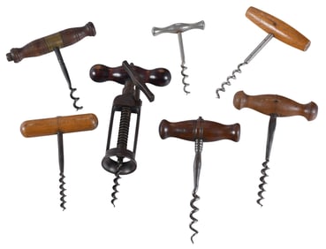 Seven Antique Corkscrews of Varying Size and Form