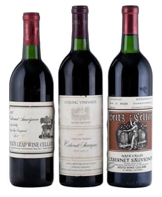 Three Bottles 1978 & 1982 Select California Cabernet Sauvignon, Stag's Leap, Heitz, and Sterling