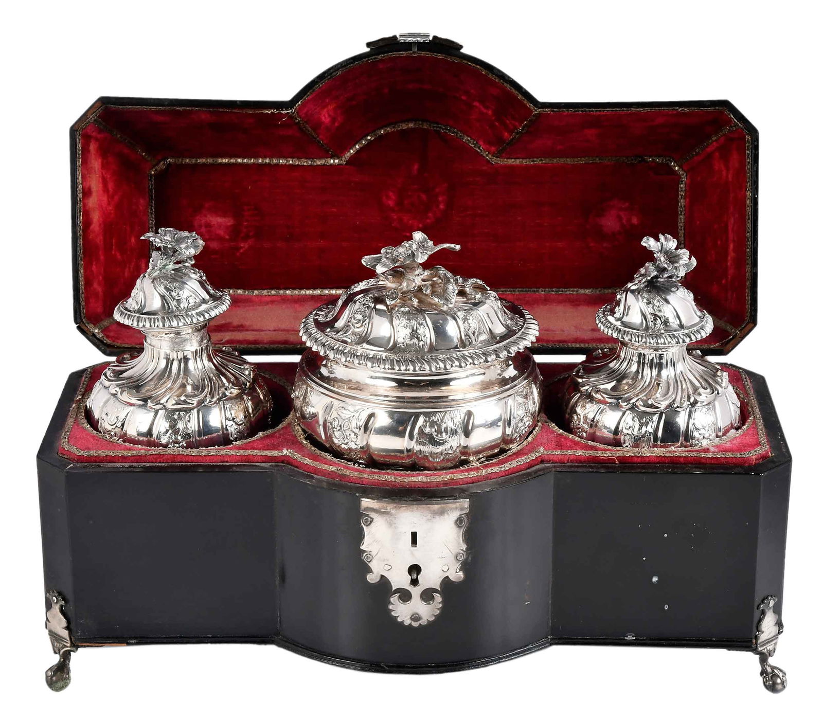 George III English Silver Caddy Set, Jonathan Swift