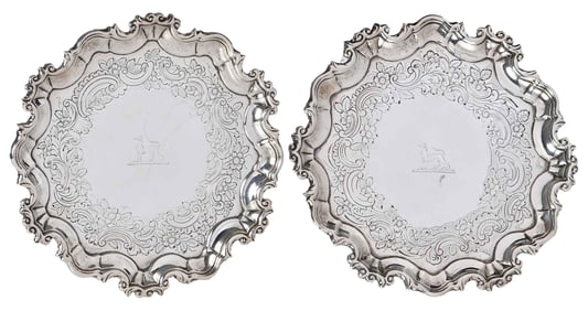 Pair of George II Irish Silver Waiters