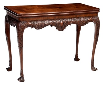 Fine Irish George II Carved Mahogany Card Table