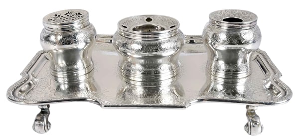 George II English Silver Inkstand, Paul Crespin
