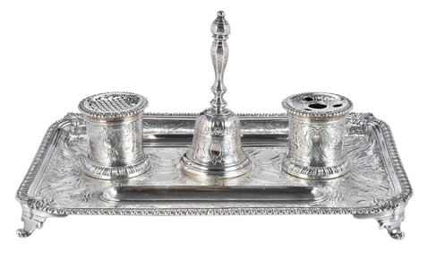 George II English Silver Inkstand, Thomas Gilpin