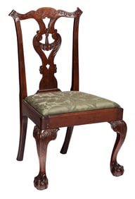 Fine New York Chippendale Carved Mahogany Tassel Back Side Chair
