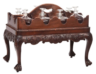 Fine Irish Chippendale Carved Mahogany Bottle Stand