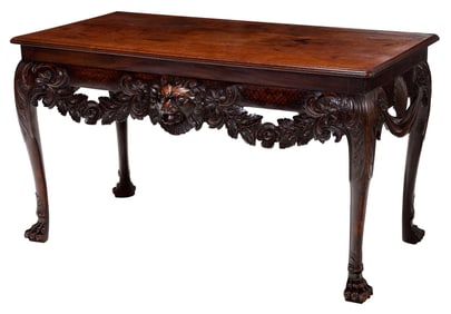 Highly Important Irish George II Carved Mahogany Side Table: The Devenish Table