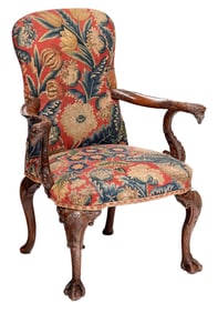 Fine George II Eagle Carved Ash and Needlework Upholstered Armchair