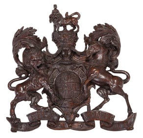 Carved Oak Royal Coat of Arms, Charles I