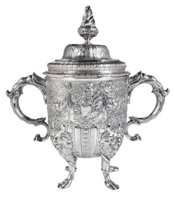 George II Irish Silver Two Handle Cup and Cover, John Hamilton