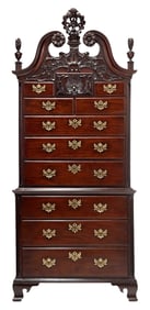 Important Philadelphia Chippendale Carved Mahogany Chest on Chest