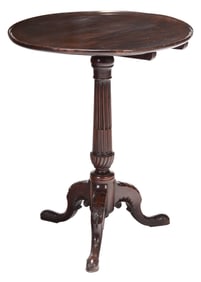 Fine George III Carved Mahogany Dish Top Candle Stand