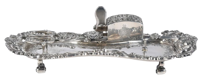 George III English Silver Snuffers and Stand