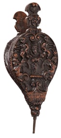 Renaissance Carved Walnut and Leather Fireplace Bellows