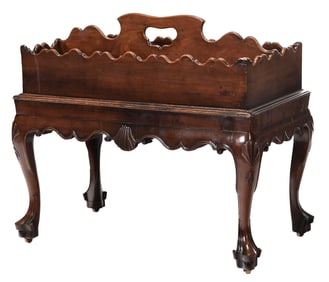 Irish George II Shell Carved Mahogany Bottle Carrier