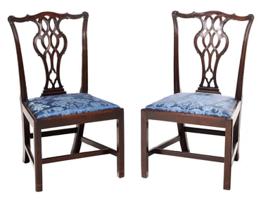 Pair of George III Carved Mahogany Side Chairs