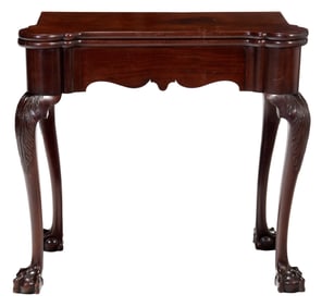 Fine and Rare Philadelphia Chippendale Carved and Figured Mahogany Turret Top Games Table