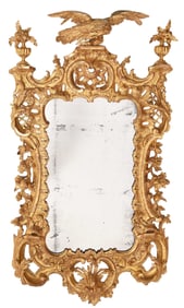 Exceptional George II Carved and Gilt Wood Eagle Figural Mirror