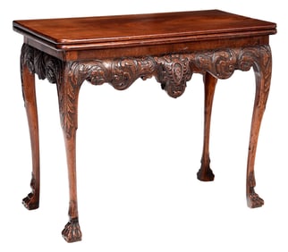 Fine Irish George II Carved Mahogany Games Table