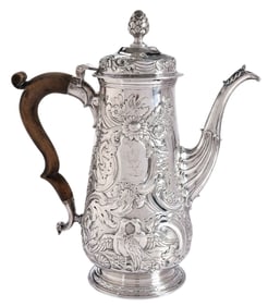 George II Irish Silver Coffee Pot, James Warren