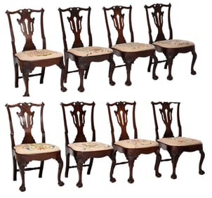 Very Fine Set of Eight George II Carved Mahogany Dining Chairs