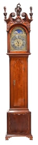 Important Philadelphia Chippendale Carved Mahogany Tall Case Clock, Attributed to the Garvan Carver