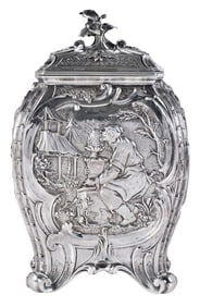 George II English Silver Tea Caddy, Alexander Johnston