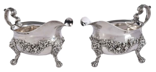 Pair of George II English Silver Sauce Boats, George Wickes