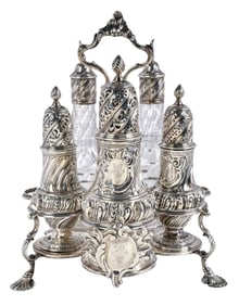 George II English Silver Warwick Cruet, Samuel Wood
