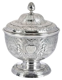 George II Irish Silver Covered Sugar Bowl, Thomas Walker