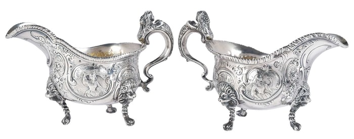 Two Matching Georgian Silver Sauce Boats