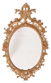 Fine Large George III Cartouche Form Carved and Gilt Mirror