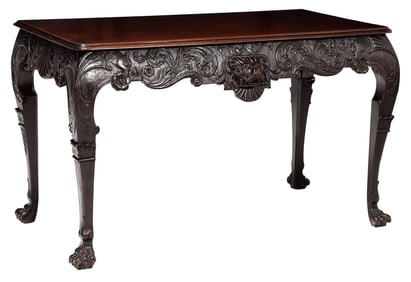 The Dromoland Castle Rare Irish George II Eagle and Lion Carved Mahogany Side Table