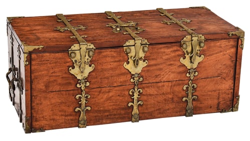 Fine William and Mary Brass Mounted Mahogany Strongbox