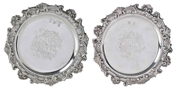 Pair of George II Irish Silver Waiters, John Hamilton