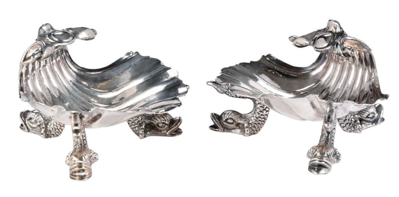 Pair of George IV Irish Silver Shell Form Salts