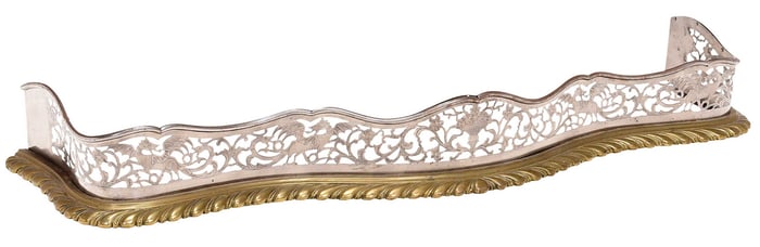 Fine George III Serpentine Pierced and Engraved Brass and Steel Fire Fender