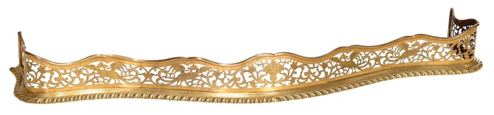 Fine George III Serpentine Pierced and Engraved Brass Fire Fender