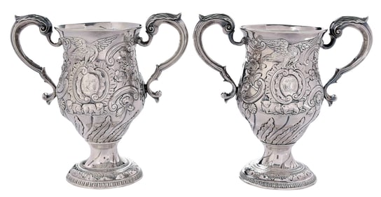 Pair of George III Irish Silver Two handled Cups, Charles Townsend