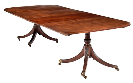 Regency Figured Mahogany Two Pedestal Dining Table