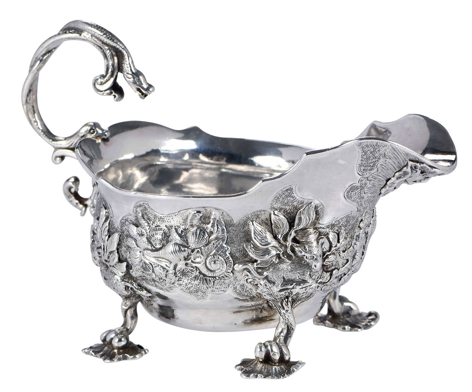 George II English Silver Cream Boat, Christian Hillan (1 of 14)