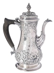 George II English Silver Coffee Pot, Thomas Whipham