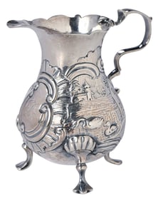 George III English Silver Decorated Creamer, David Mowden