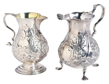 Two Georgian English Silver Creamers